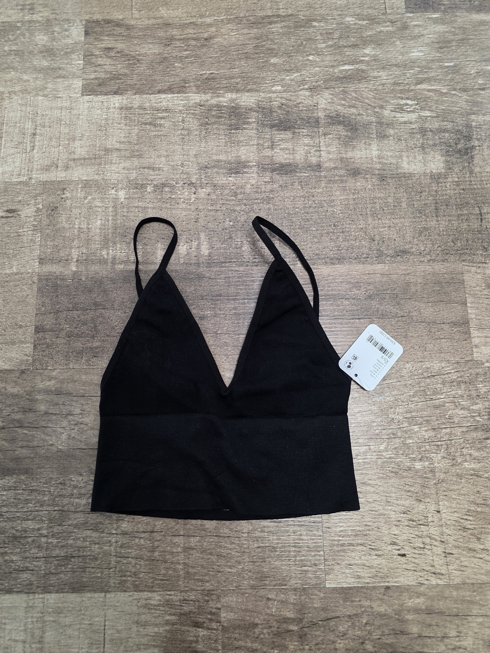 Free People Black V-Neck Cropped Bralette Tank